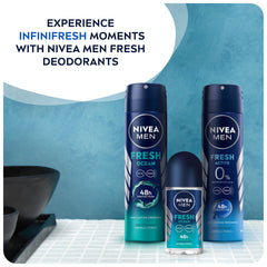 NIVEA MEN Deodorant Roll-on for Men, Fresh Ocean Aqua Scent, 2x50ml