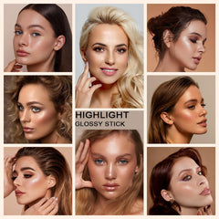 NALACAL 2pcs Contour Highlighter Makeup Sticks - Face Brightens Contour Stick for Long-Lasting & Waterproof - Bronzer Contour & Shimmer Highlighter Creamfor Cheeks & Body Bronzer Wand