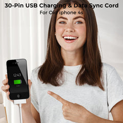 IEOVIEE iPhone 4s/4 Cable, 30-Pin USB Sync and Charging Data Cable for iPhone 4/4S/3G/3GS, iPad 1/2/3, and iPod 1/2/3/4/5/6 (White)