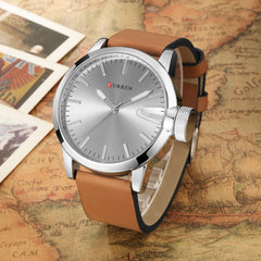 Curren 8208 Leather Strap Analog Dial Men Wristwatch Alloy Case Quartz Watch
