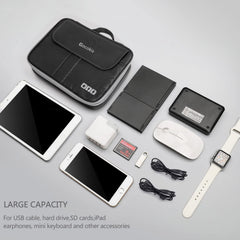Double Layers Large Capacity Travel Electronic Accessories Organizer Bag, 2 Front Pockets Travel Gadget Carry Case, Perfect Size Fit for iPad,iPhone,Cables,Power Bank,Tablet(10.2’’)-Black