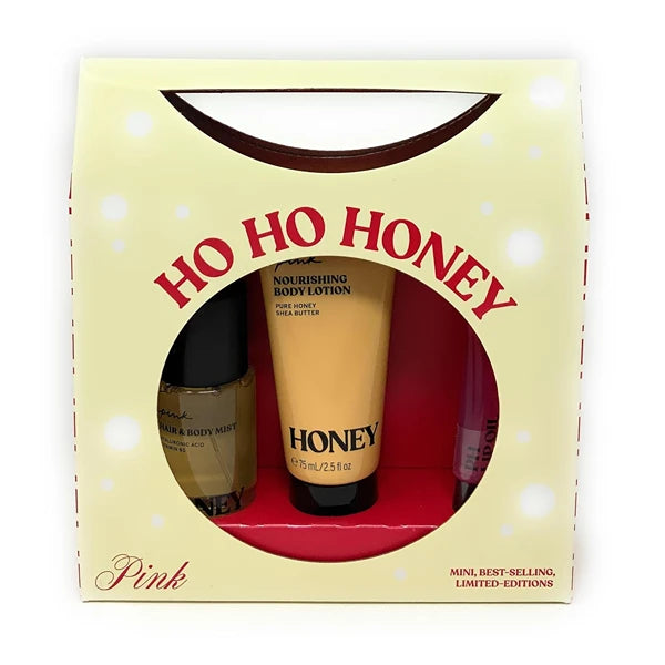 Victoria's Secret Ho Ho Honey Limited Edition Mist, Lotion, PH Lip Oil 3pc Set