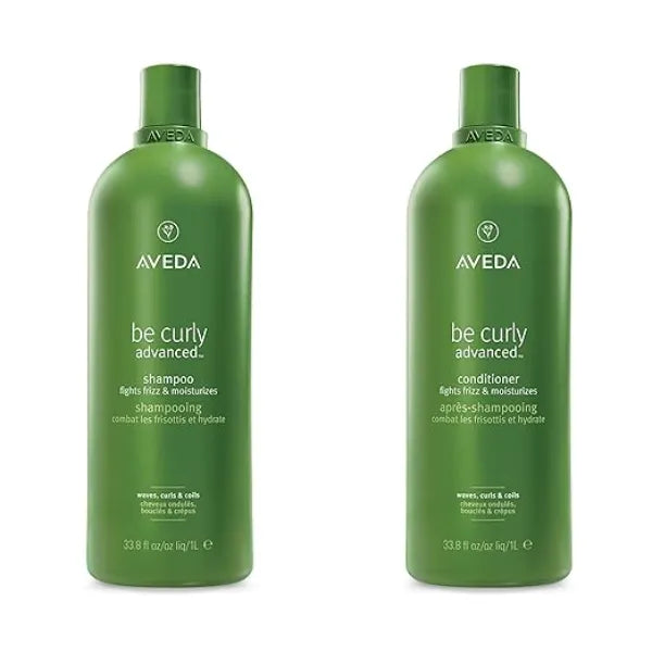 Aveda Be Curly Advanced Shampoo & Conditioner Duo for Curly, Coily, Wavy Hair Fights Frizz Silicone Free, Sulfate Free Liter Size