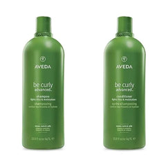 Aveda Be Curly Advanced Shampoo & Conditioner Duo for Curly, Coily, Wavy Hair Fights Frizz Silicone Free, Sulfate Free Liter Size