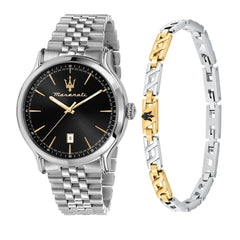 Maserati Men's Watch, Analog, Quartz, Time and Date, Steel Strap, Epoca Collection - R8853118029 - Silver/Black