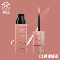 Maybelline New York Super Stay Vinyl Ink Nudes Longwear Transfer Proof Gloss Lipstick, Captivated
