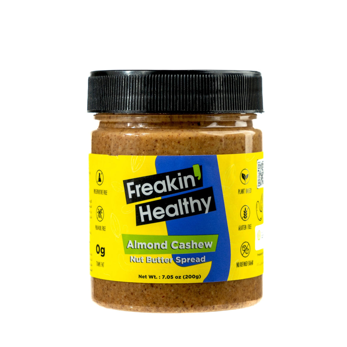 Freakin Healthy Almond Cashew Nut Butter Spread – Creamy Natural Ingredients, Great for Breakfast or Snacks - 200g