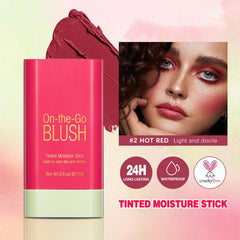 Blushers for Cheeks Make Up - Creamy Lightweight Multi-Stick for Face Eyes & Lip - Long-lasting 3-in-1 Multi-Use Blusher Contour Stick - Moisturize and Blendable Blush for TDMKTture Look (Hot Red)