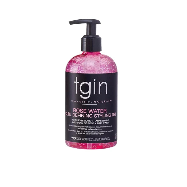 tgin Rose Water Curl Defining Styling Gel – Lightweight Hair Gel for Soft, Defined Curls – Curly Hair Products for Frizz Reduction & Volume Boost – No Buildup, Flake-Control Formula – 13 Oz
