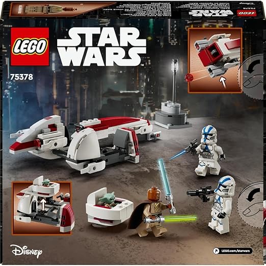 LEGO Star Wars BARC Speeder Escape Set, The Mandalorian Building Toy for Kids, Bike with Sidecar Includes Characters Kelleran Beq and Grogu, Gift for 8 Plus Year Old Boys, Girls and Fans 75378