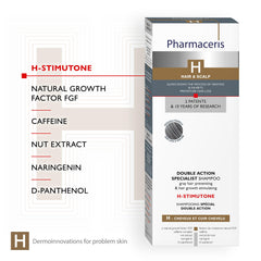 Pharmaceris H-Stimutone Double Action Specialist Shampoo For Hair & Scalp | Delays Greying & Prevents Hair Loss | Restores Natural Hair Colour Without Dyes | 250 Ml