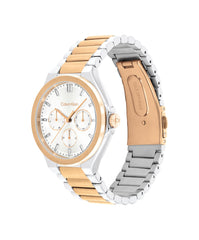 CALVIN KLEIN WOMEN'S WHITE DIAL TWO TONE STAINLESS STEEL BRACELET WATCH - 25100052