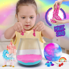 ONE TO FOUR Unicorn Terrarium Gifts for Kids - Light Up Terrarium Crafts Kit with DIY Moon Lamp - Unicorn Toys for Girls - Arts and Crafts Birthday Gift for Girls Ages 4 5 6 7 8-12 Year Old
