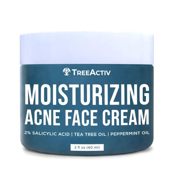 TreeActiv Acne Cream Original Formula, 2 fl oz, 2% Salicylic Acid Face Moisturizer for Oily & Acne-Prone Skin, Lightweight Hydrating Facial Cream