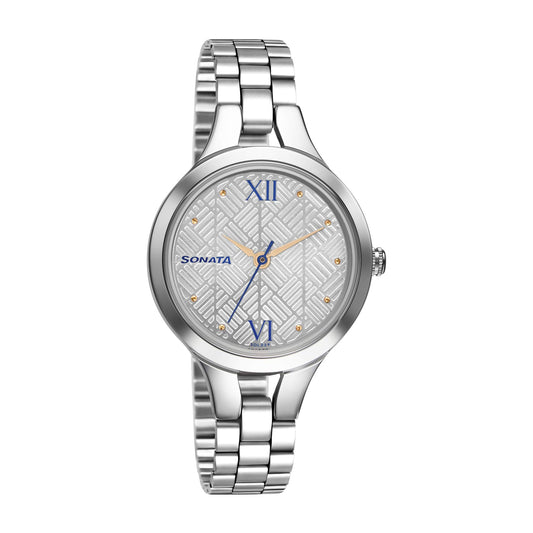 Sonata Silver White Dial Analog watch For Women-NR8151SM06