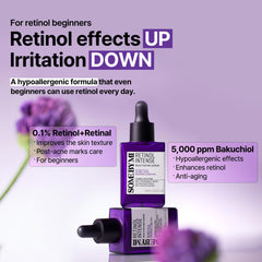 Some By Mi Retinol Intense Reactivating Face Serum | Mild 0.1% Retinol Serum For Anti-Aging And Glass Skin | Improvement Of Post Acne Marks, Skin Texture & Elasticity | 1.01Oz, 30Ml