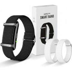 WuzuTech Herz P1 Smart Band + White Strap – Fitness & Sleep Tracking Wristband with Extra Adjustable Nylon Bands in Frosted White, Long Battery Life, Activity & Rest Monitoring, Splash Resistant, App Connected