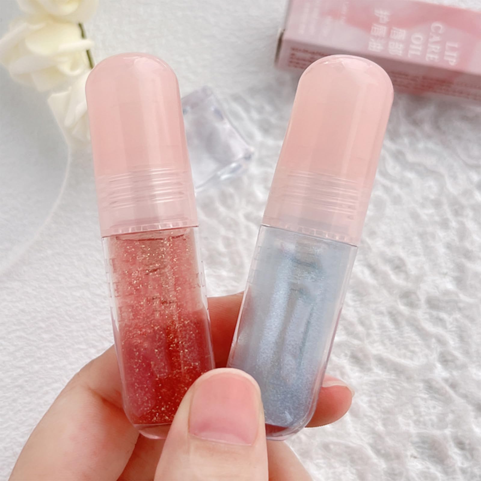 6 Colors Hydrating Glitter Lip Gloss Set, Shimmer Tinted Lip Oil, Clear Glossy Lip Gloss, Cute Moisturizing Shimmer Lip Glow Oil Long Lasting Liquid Lipstick Crystal Jelly Watery Lip Glaze for Girls