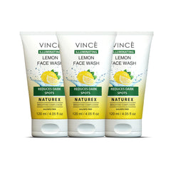 Vince Lemon Face Wash - Pack of 3 - Deeply cleanses and removes dirt and impurities - Brightens skin, reduces dark spots, controls excess oil, and reveals fresh and radiant skin - 120 ml each