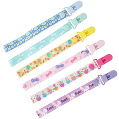 Azonee Silicone Dummy Clips Adapter, 6 pcs Baby Pacifier Chain with 6 pcs Adapters, Silicone Ring Adapter, Baby Pacifier Holder Soother Clip Chain Straps, Baby Teething Toys