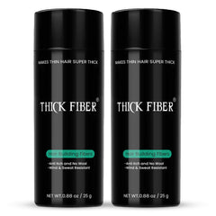 THICK FIBER Hair Building Fibers for Thinning Hair & Bald Spots (BLACK, Pack of 2) - 25g Bottle - Conceals Hair Loss in Seconds - Hair Fiber concealer for Men & Women