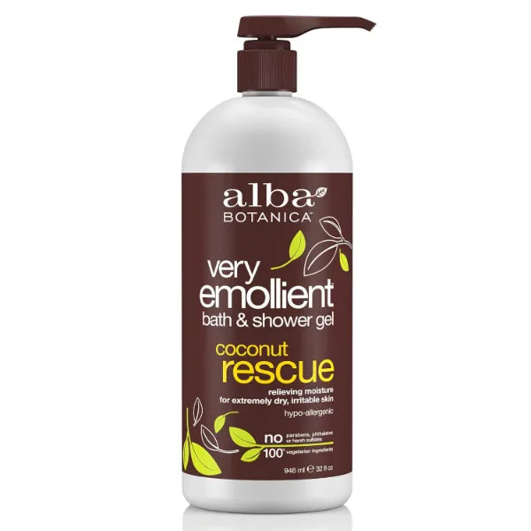 Alba Botanica Very Emollient Bath & Shower Gel, Coconut Rescue, 32 oz