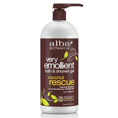 Alba Botanica Very Emollient Bath & Shower Gel, Coconut Rescue, 32 oz