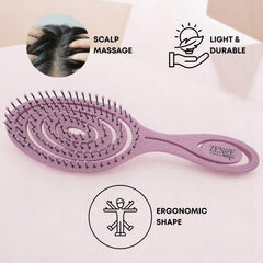 Eco-Friendly Detangling Hair Brush for Women, Children, Men - Gentle on Hair and Scalp - Ideal for Straight, Curly & Wet Hair (Pink)