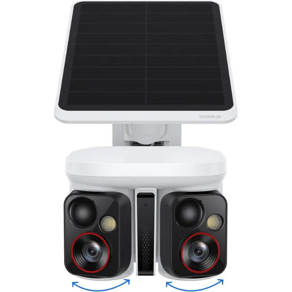 Baseus X1 Pro Dual-Tracking Solar Security Camera Outdoor Wireless, Dual 3K AI Cameras, 300° Pan, Color Night Vision, 8× Zoom, Local Storage up to 512GB, IP65, No Subscription