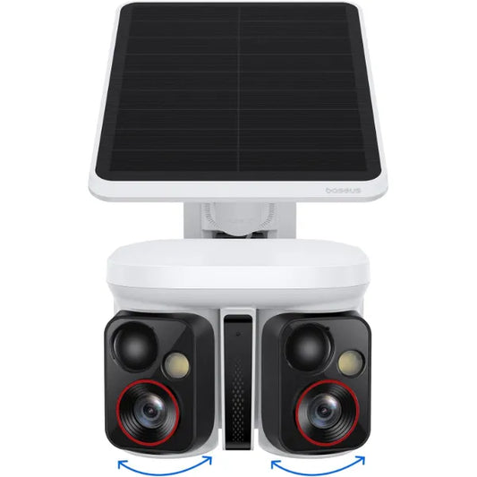 Baseus X1 Pro Dual-Tracking Solar Security Camera Outdoor Wireless, Dual 3K AI Cameras, 300° Pan, Color Night Vision, 8× Zoom, Local Storage up to 512GB, IP65, No Subscription