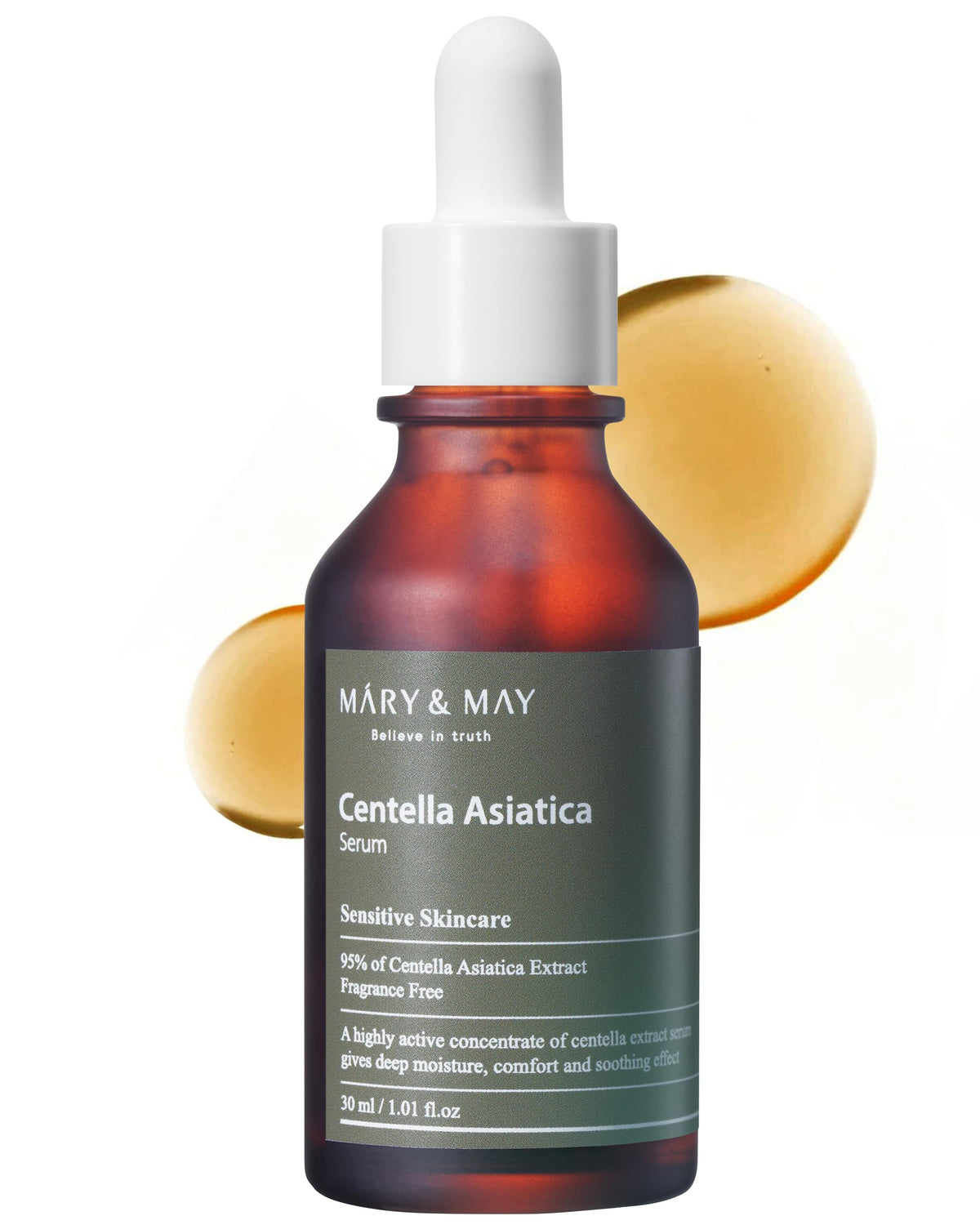 Mary&May Centella Asiatica Serum, 95% of Centella Asiatica Extract to soothe sensitive skin, Fragrance Free - 1.01 fl oz