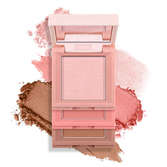 Apooliy Blush Highlighter Contour 3 in 1 Makeup Palette,Matte Shimmer Illuminator Compact Powder,Highly Pigmented Bronzer
