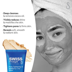 Swiss Image Essential Care Pore Tightening & Mattifying Clay Mask 75ml | Cleanses, Firms & Mattifies | Gently Exfoliates and Tightens Pores | Daily Scrub Combination to Oily Skin