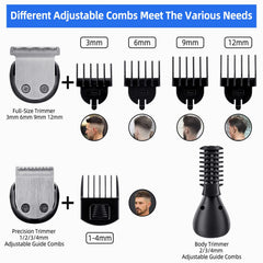 AMINAC Professional Cordless Hair Clipper, 11 in 1 Hair Trimmers for Men, Multifunctional Mens Grooming Kit for Beard, Face, Nose, and Ear Hair Trimmers Waterproof USB Rechargeable