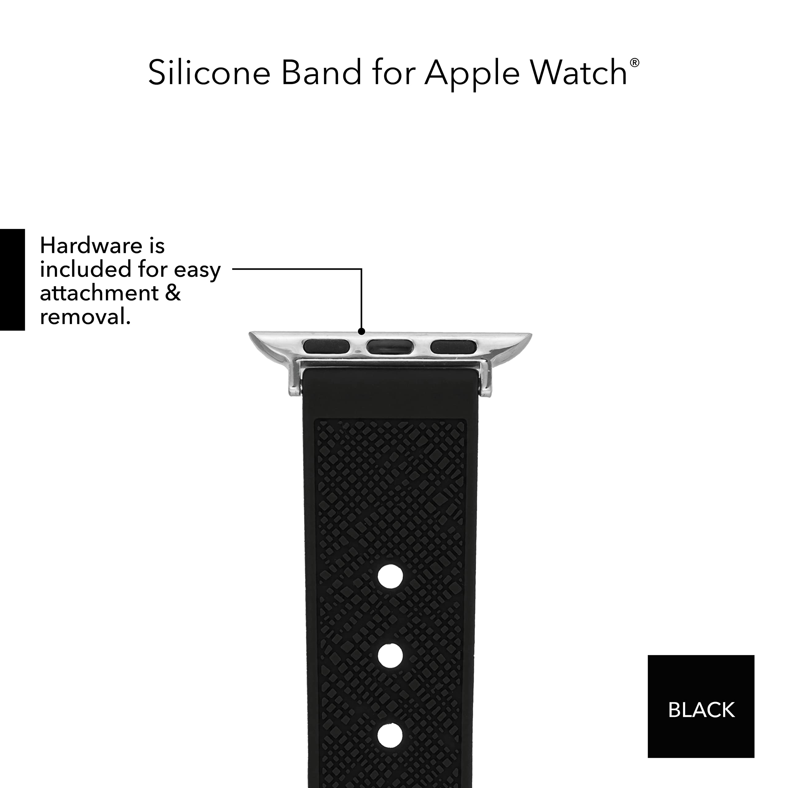 Anne Klein Silicone Fashion Band for Apple Watch Secure, Adjustable, Apple Watch Band Replacement, Fits Most Wrists