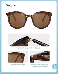 SOJOS Classic Retro Round Sunglasses Women Men Large Glasses SJ2067