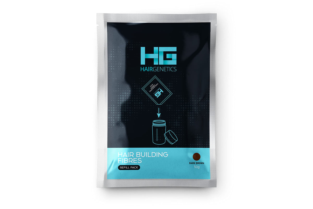 Hair Genetics - Hair Fiber Refill - Hair Fiber for Fine Hair - Hair Powder for Thicker Hair - Hair Powder 50g (Dark Brown)