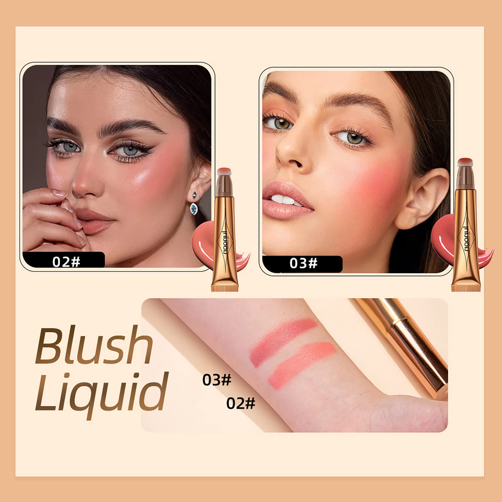 Liquid Contour Beauty Wand, Highlighter and Bronzer Stick with Cushion Applicator, Long Lasting Natural Shimmer Smooth Silky Cream Face Highlighter Bronzer Stick Makeup (#06)