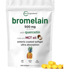 Micro Ingredient Bromelain 500mg with Quercetin & MCT Oil, 240 Enteric Coated Softgels | Ultra Absorption Bromelain Supplement | Natural Digestive Enzymes for Digestion & Joint Health | Non-GMO, Gluten Free