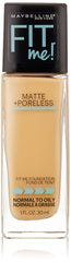 Maybelline New York Fit Me Matte Plus Pore Less Foundation Makeup, Natural Beige, 1 Fluid Ounce