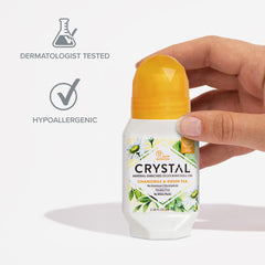 Crystal Essence Mineral Roll on Vegan Deodorant for Women and Men, Chamomile & Green Tea - 2.25 fl. oz. (Packaging May Vary)
