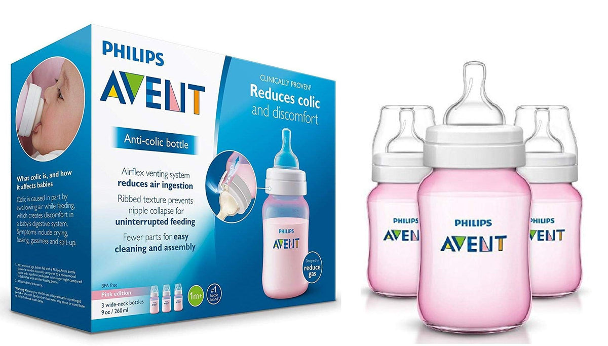 AVENT Philip Anti-Colic Bottle Pink Edition 3 piece - 260 ml each