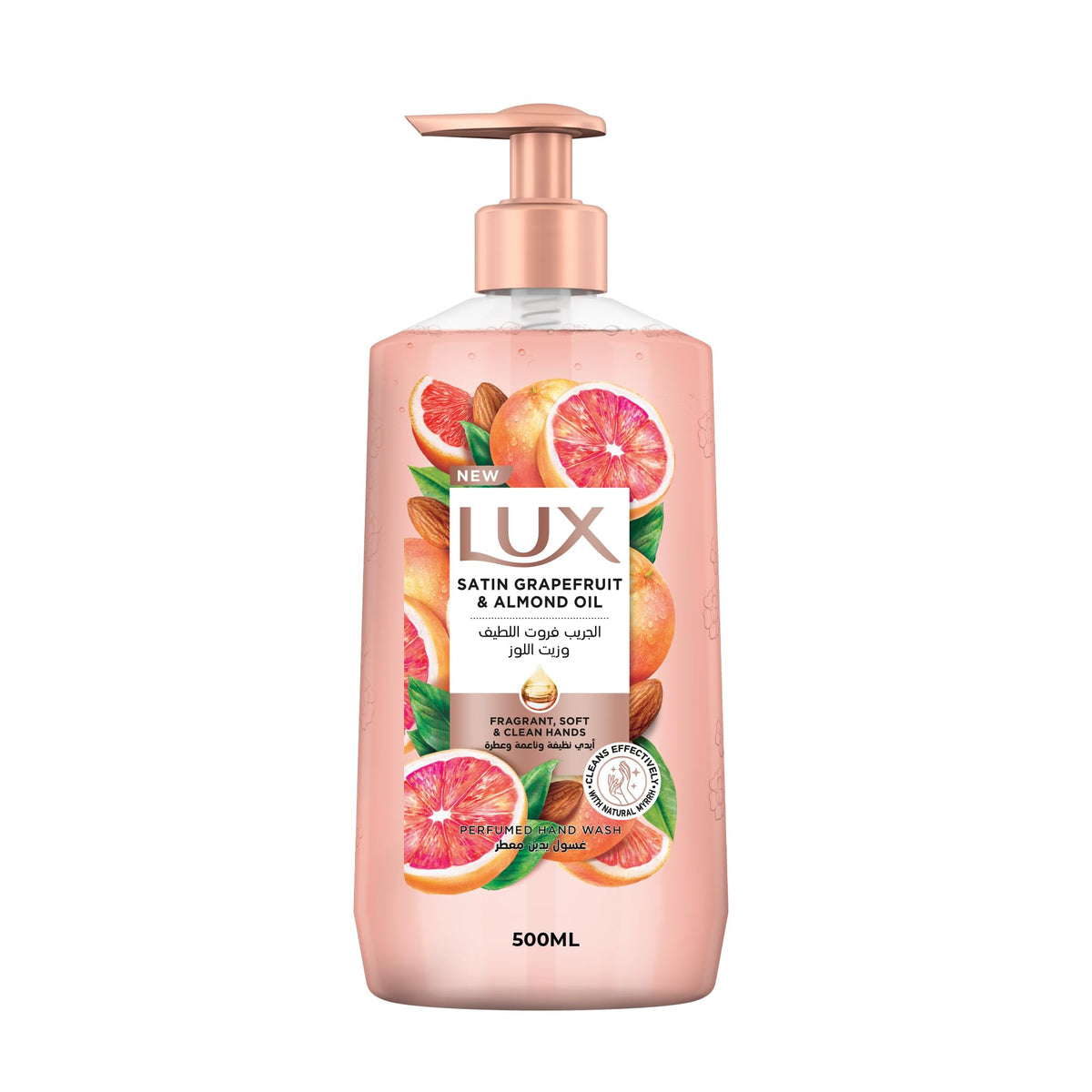 Lux Perfumed Hand Wash, Satin Grapefruit and Almond Oil, for Fragrant, Soft & Clean Hands, 500ml