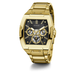 Guess US Men's Black and Gold-Tone Square Multifunction Watch, One