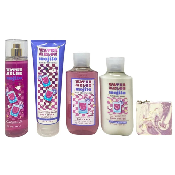 Bath & Body Works Watermelon Mojito Fine Fragrance Mist, Ultimate Hydration Body Cream, Body Wash and Body Lotion with a Lavender Dream Bar Soap