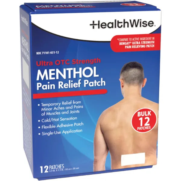HealthWise 5% Menthol Medicated Pain Relief Patch, 12 Count