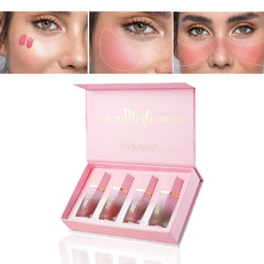 Mousse Liquid Blush For Cheeks Cream Face Blusher Set Stick with Sponge Palette Bronzer Highlighter Shape Contour Moisturizing And Breathable Matte Finish Long-wearing Waterproof For Women Makeup(B)