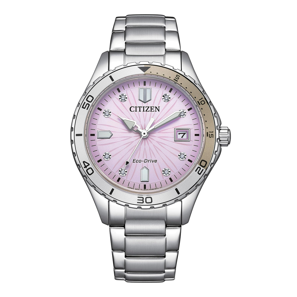 Citizen Women's Eco-Drive Crystal Weekender Sport Casual, Silver-Tone Stainless Steel Bracelet, Purple Dial (Model: FE6170-88X)