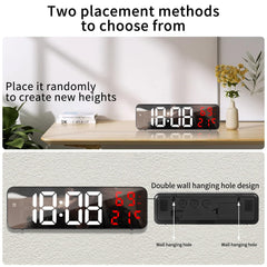 SkyerShoop Large Display Digital Alarm Clock for office room Decor,LED Electronic Date Temp Display,Wall Electric Clocks 5 level brightness and smart auto adjust,Modern Desk Accessories(white and red)