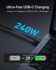 Anker Prime Thunderbolt 4 Cable, 3.3 ft USB C to USB C Cable, 240W Charging, 40Gbps Data Transfer, Supports 8K/4K Displays, for iPhone 16 Series, MacBook Air, iPad, Samsung (Thunderbolt 4-Certified)